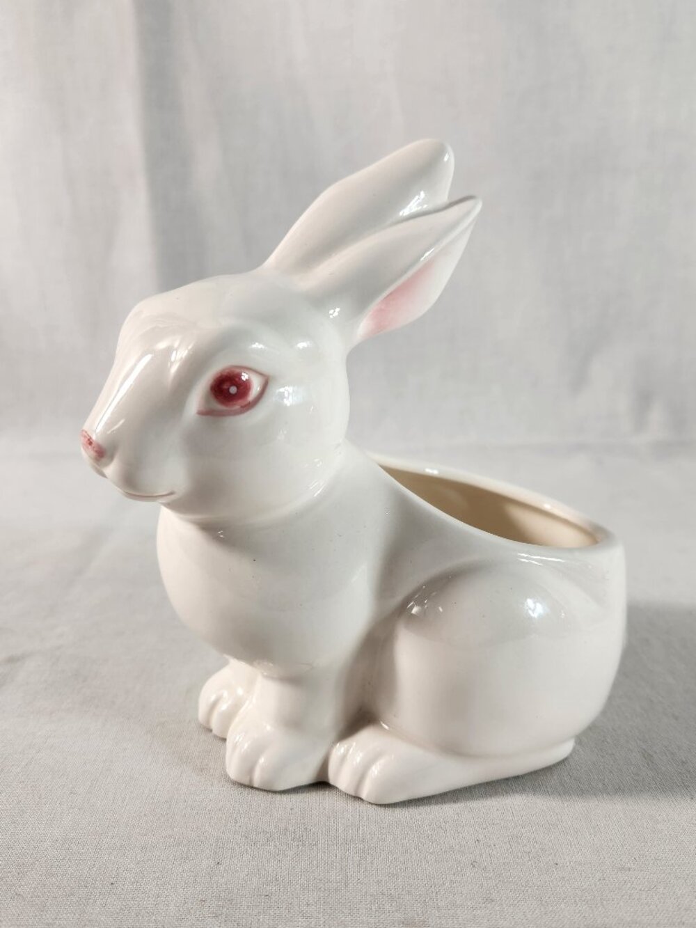 Lefton China Bunny Rabbit Planter Hand Painted Vintage 1984 Decor Fast Ship